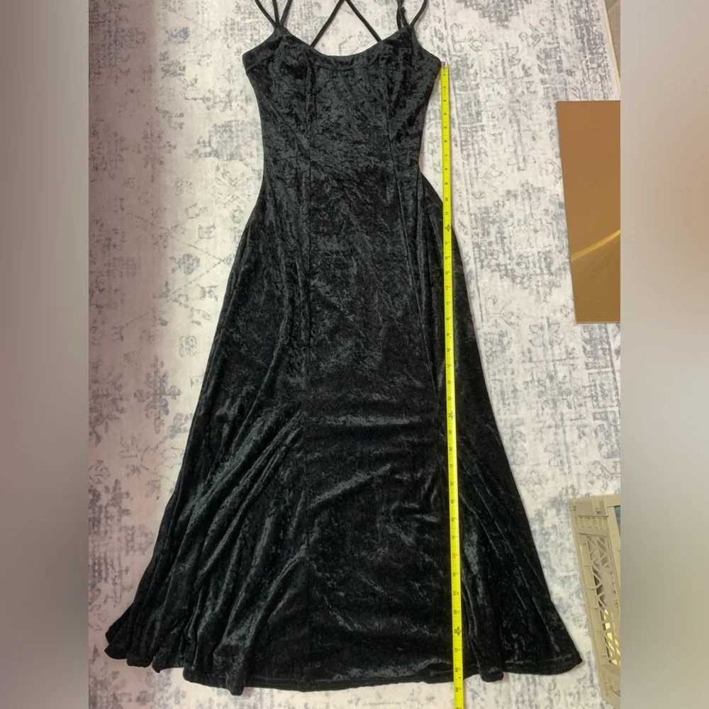 VTG 90’s Rampage Black Velvet Midi/Maxi Dress Sz 3 - Picture 4 of 8